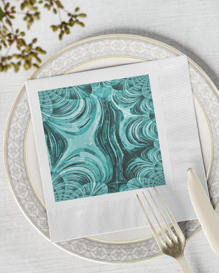 Uzi Spiral Tif White Coined Napkins, 6.5" x 6.5"