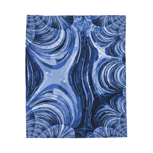 Uzi Spiral Deep Blue Velveteen Plush Blanket, 50" x 60"