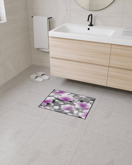 Purple Blossom Floral Bunch Heavy Duty Floor Mat, 18" x 24"