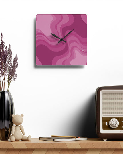 PInky Mauve Wavey 10.75" x 10.75" Round or Square Acrylic Wall Clock