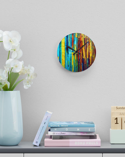 Striped Alpha Acrylic Round Wall Clock, 8" x 8"