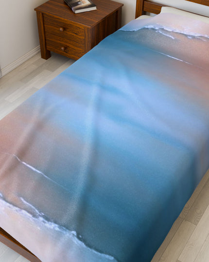 Blue Sea Peach Fog Velveteen Plush Blanket, 60" x 80"