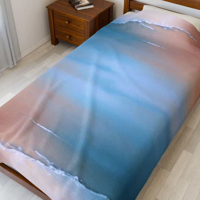 Blue Sea Peach Fog Velveteen Plush Blanket, 60" x 80"