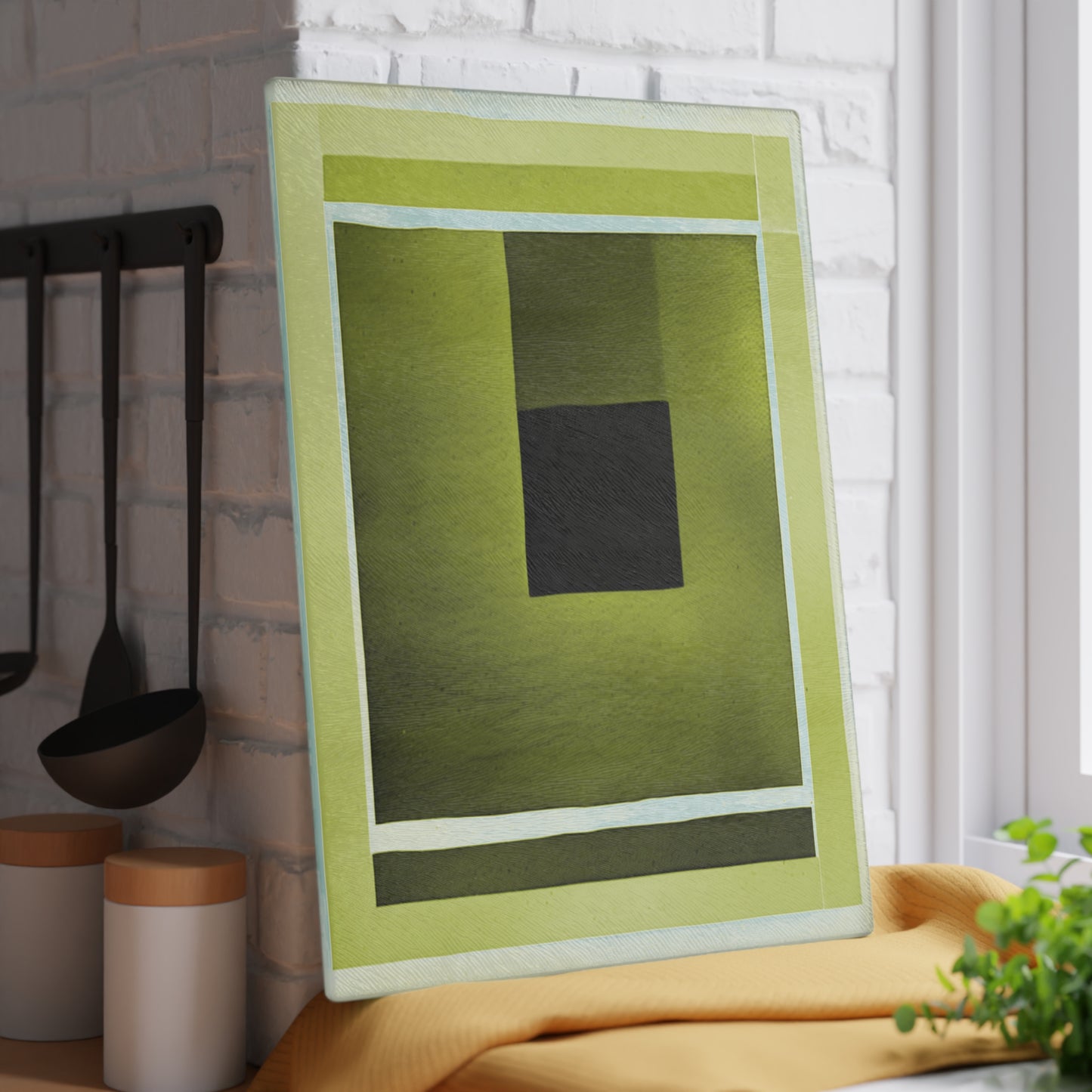 Lemongrass Shadow Glass Cutting Board, 11" x 15"