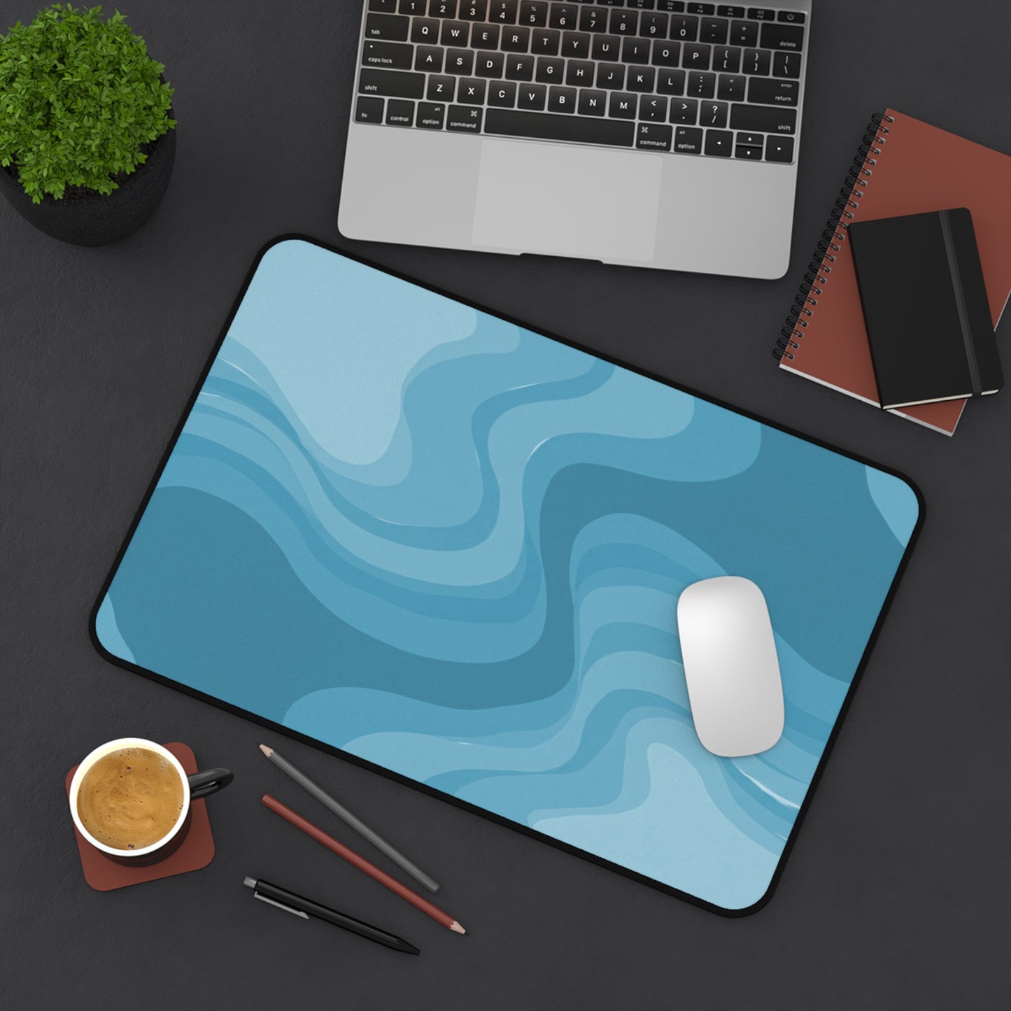Sky Blue Wavey 12" x 18" Desk Mat