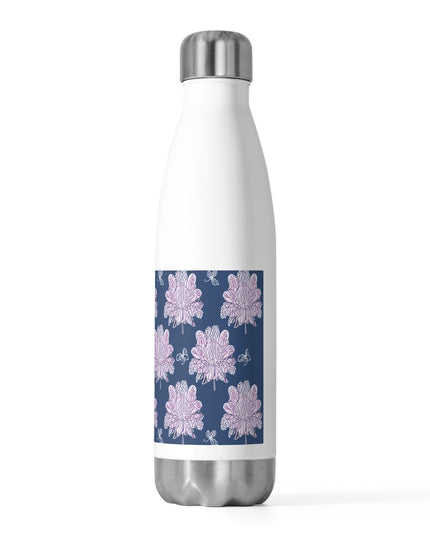 Purple White Floral Butterflies 20oz Insulated Water Bottle