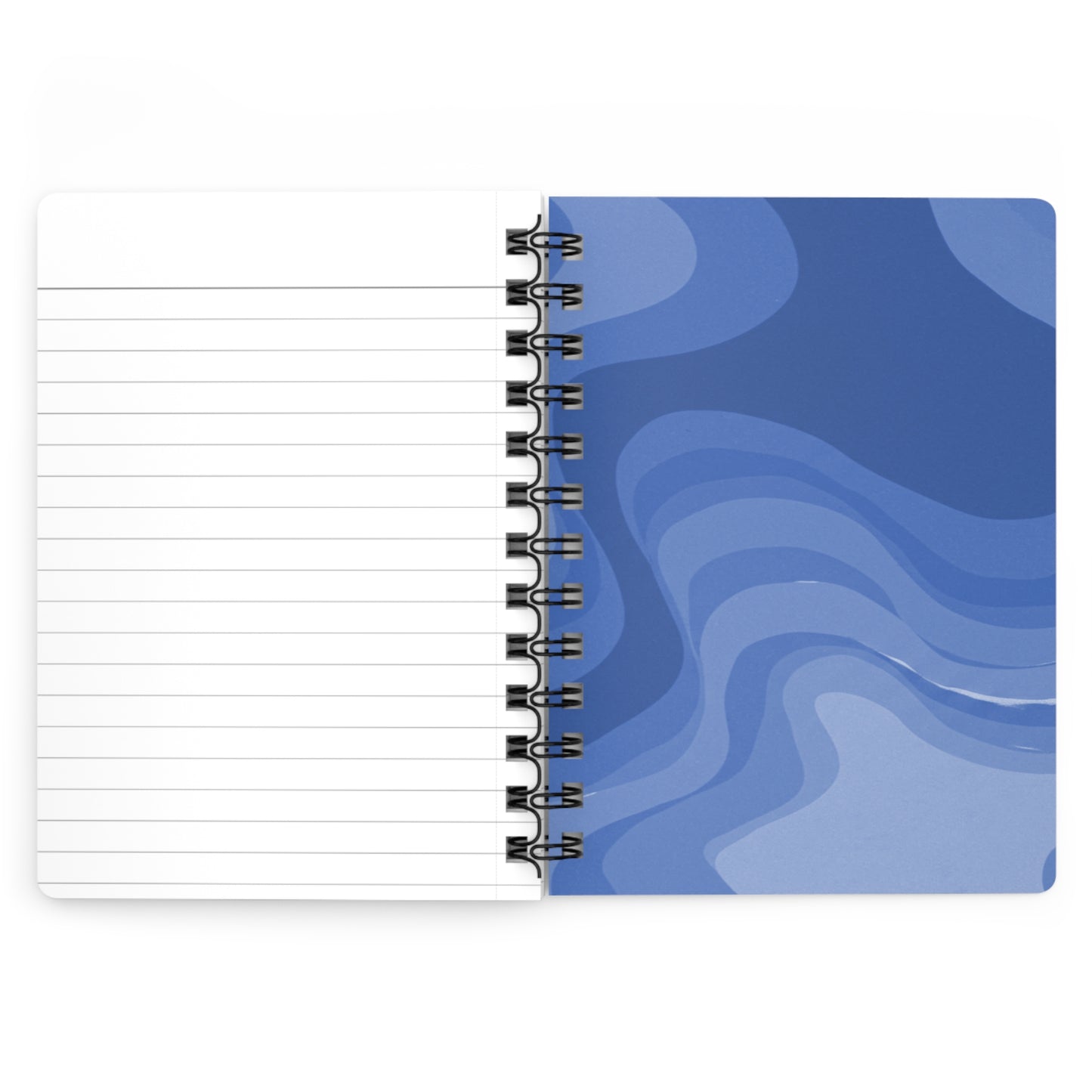 Deep Blue Wavey Spiral Bound Journal, 5" x 7" 150 pages