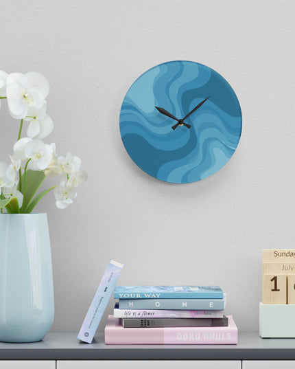 Sky Blue Wavey 10.75" x 10.75" Round or Square Acrylic Wall Clock