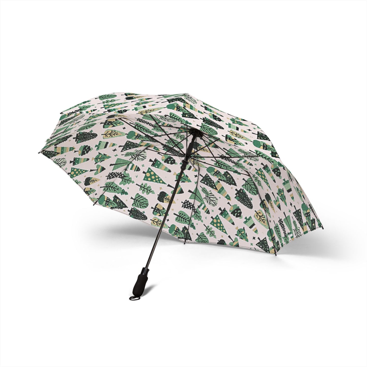 Mini Vintage Green Trees Foldable Umbrella - Compact & Chic