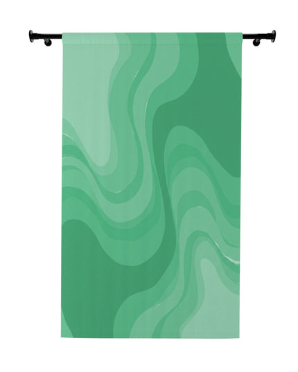 Mint Green Wavey Window Curtain, 50" x  84", blackout