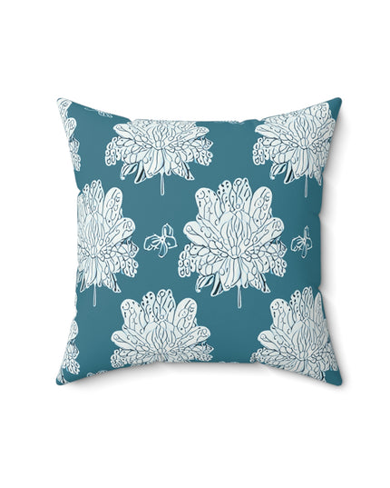 Tif Green White Floral Butterflies 16" x 16" Faux Suede Square Pillow