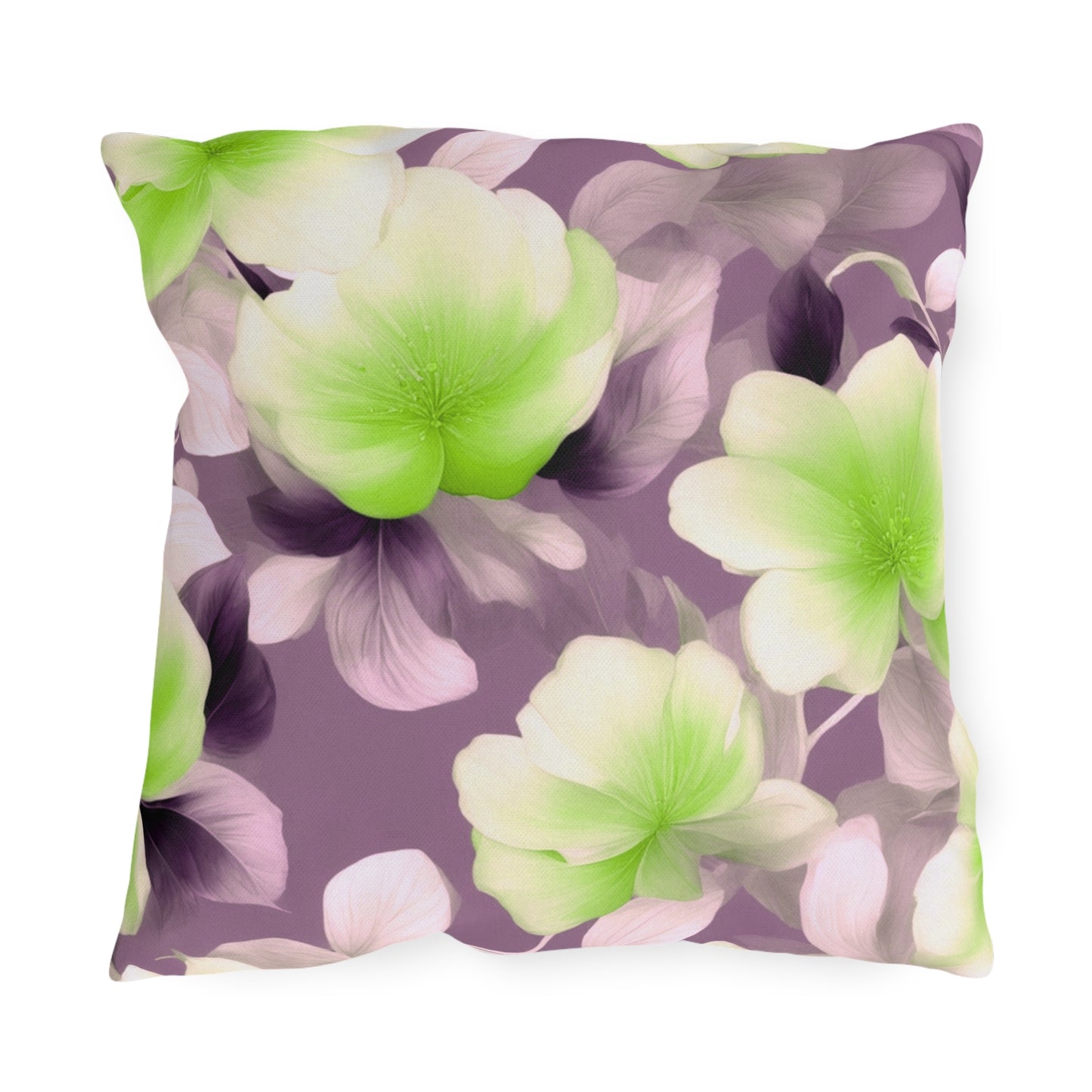Lime Lavender Floral Bunch 18" x 18" Outdoor Pillow