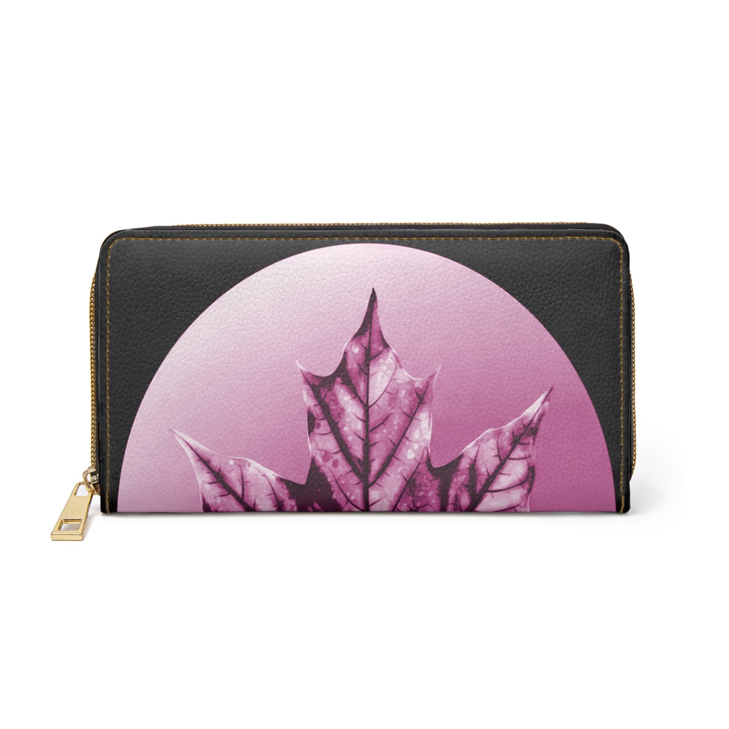 Magenta Maple Leaf Elegant Abstract Zipper Wallet - Stylish & Functional Accessory for Everyday Use