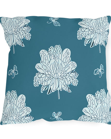 Tif Green White Floral Butterflies 18" x 18" Outdoor Pillows