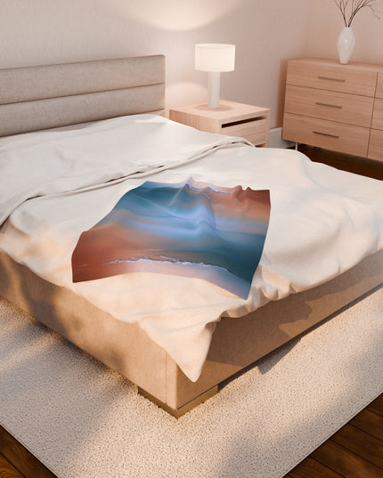 Blue Sea Peach Fog Velveteen Plush Blanket, 30" x 40"