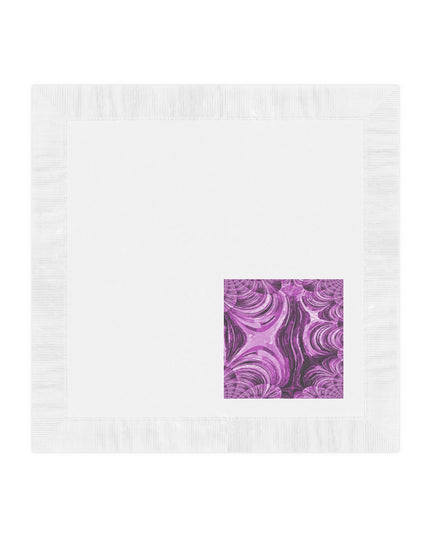 Uzi Spiral Powder Lavender Pastel White Coined Napkins, 4.8" x 4.8"