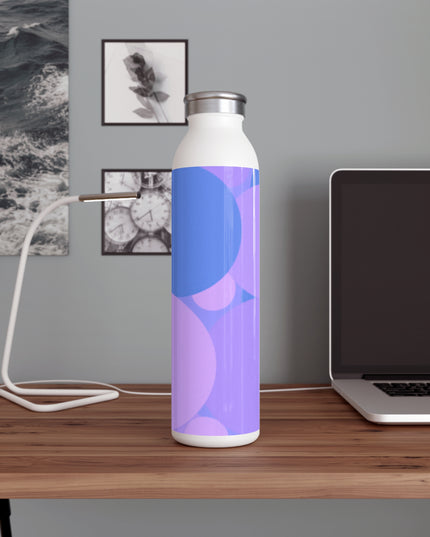 Pastel Purple Family Patches Slim Water Bottle, 20 oz White