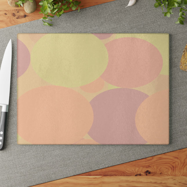 Pastel Hot Peach Patches 11" x 15" Glass Cutting Board