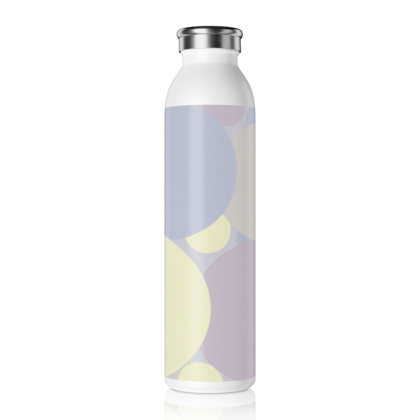 Pastel Soft Blue and Soft White Patches Slim Water Bottle, 20 oz White