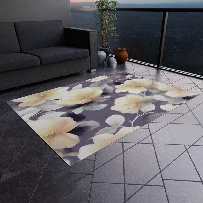 White Blush Floral Bunch Outdoor Rug, 60" x 84"
