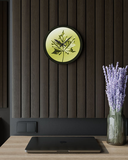 Lemon Maple Leaf Acrylic Wall Clock, Round or Square, 10.75" x 10.75"