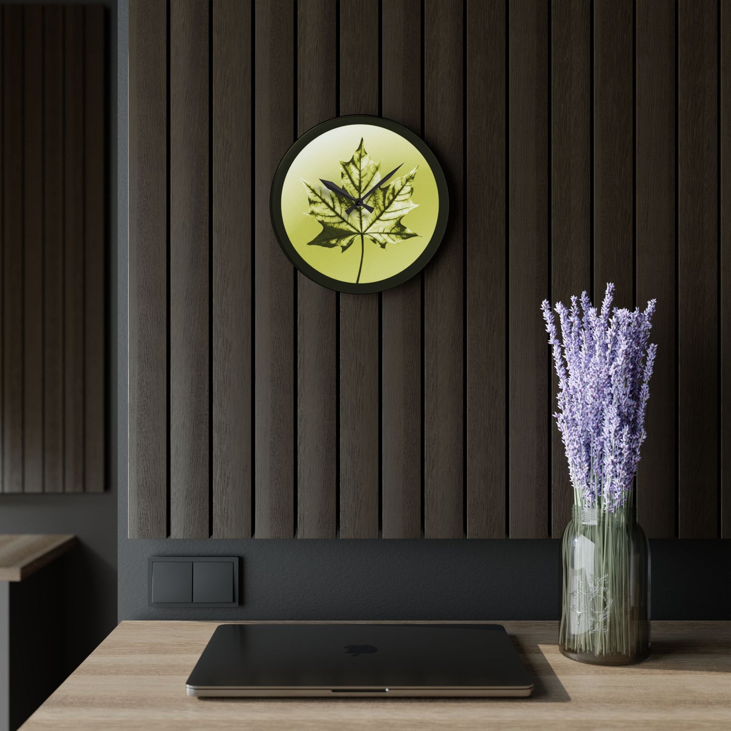 Lemon Maple Leaf Acrylic Wall Clock, Round or Square, 10.75" x 10.75"
