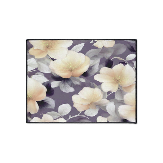 White Blush Floral Bunch Heavy Duty Floor Mat, 18" x 24"