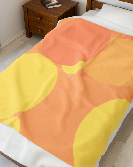 Pastel Bright Oranges Patches Velveteen Plush Blanket, 50" x 60"