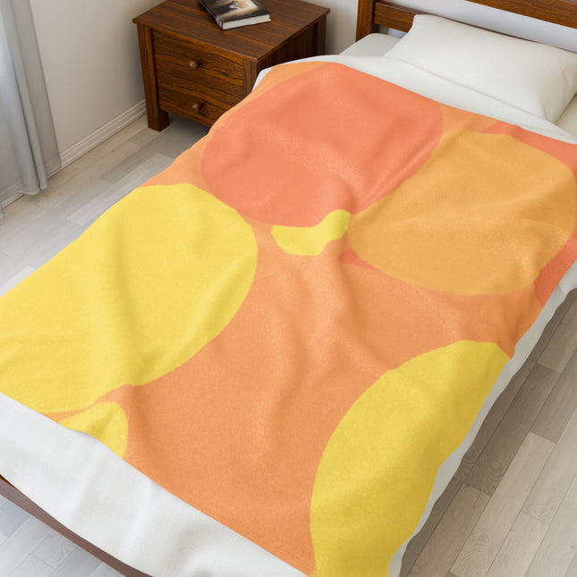 Pastel Bright Oranges Patches Velveteen Plush Blanket, 50" x 60"