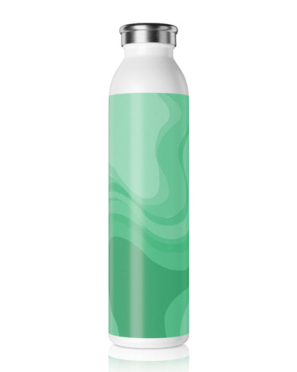 Mint Green Wavey Slim Water Bottle, 20 oz White