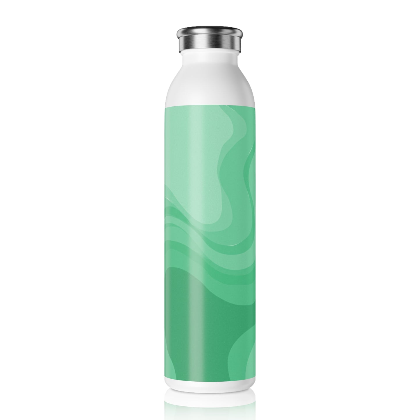 Mint Green Wavey Slim Water Bottle, 20 oz White