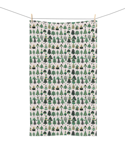 Mini Vintage Green Trees Hand Towel, 16" x 28"