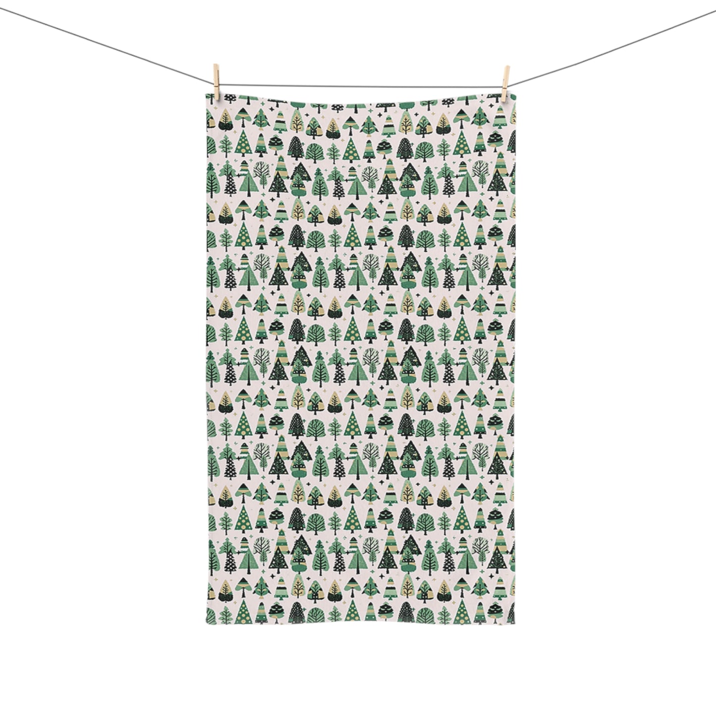 Mini Vintage Green Trees Hand Towel, 16" x 28"
