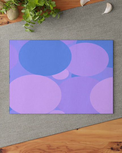 Pastel Purple Family Patches 8" x 11" Glass Cutting Board