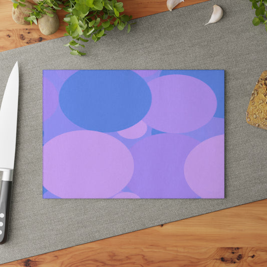 Pastel Purple Family Patches 8" x 11" Glass Cutting Board