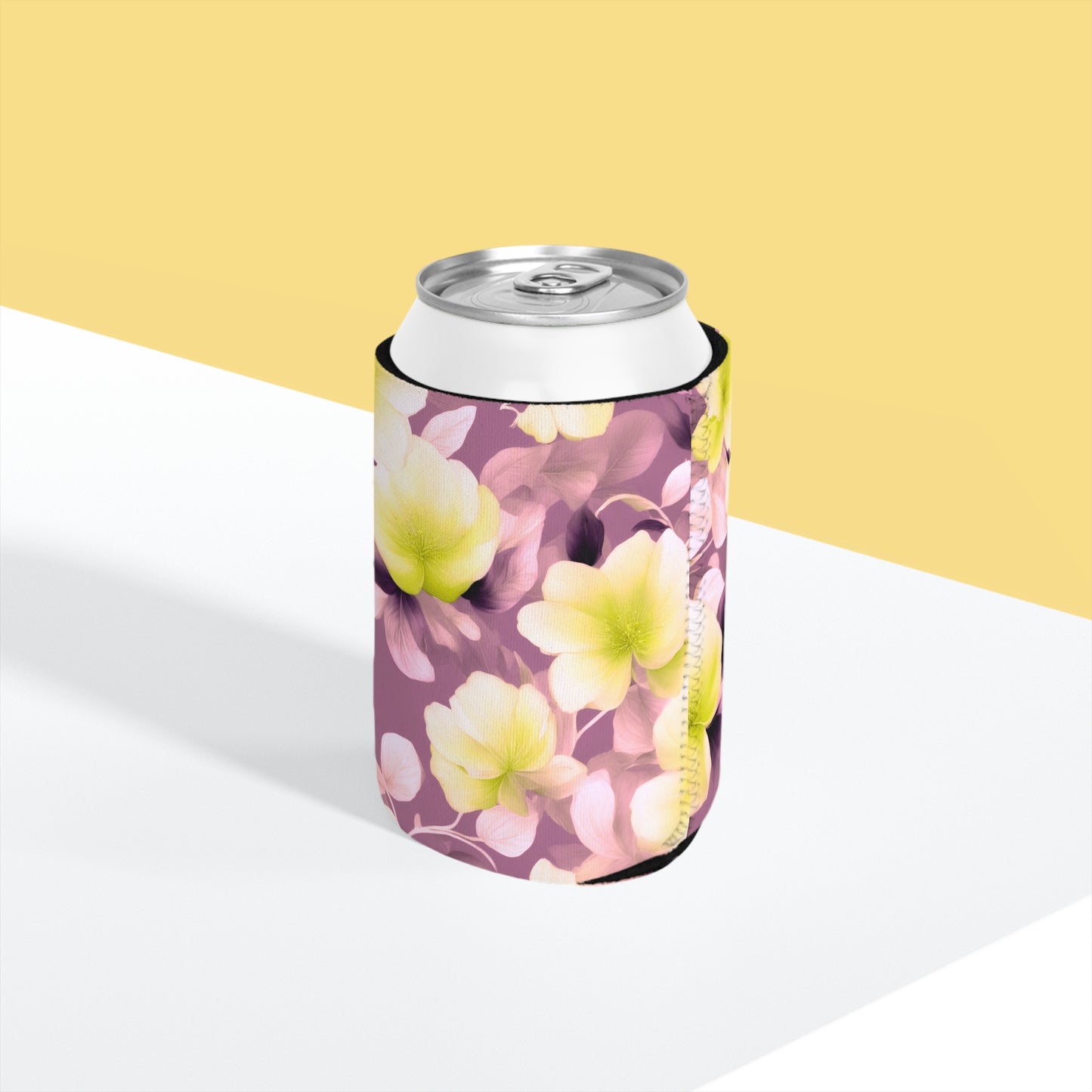 Lemon Blossom Floral Bunch 12 oz Can Cooler Sleeve