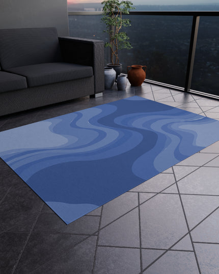 Deep Blue Wavey 60" x 84" Outdoor Rug