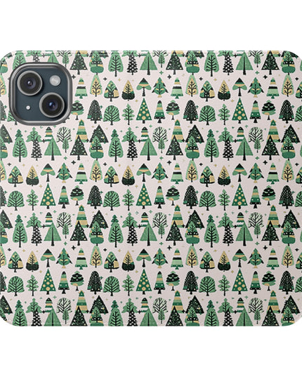 Mini Vintage Green Trees Flip Cases, Iphone 15
