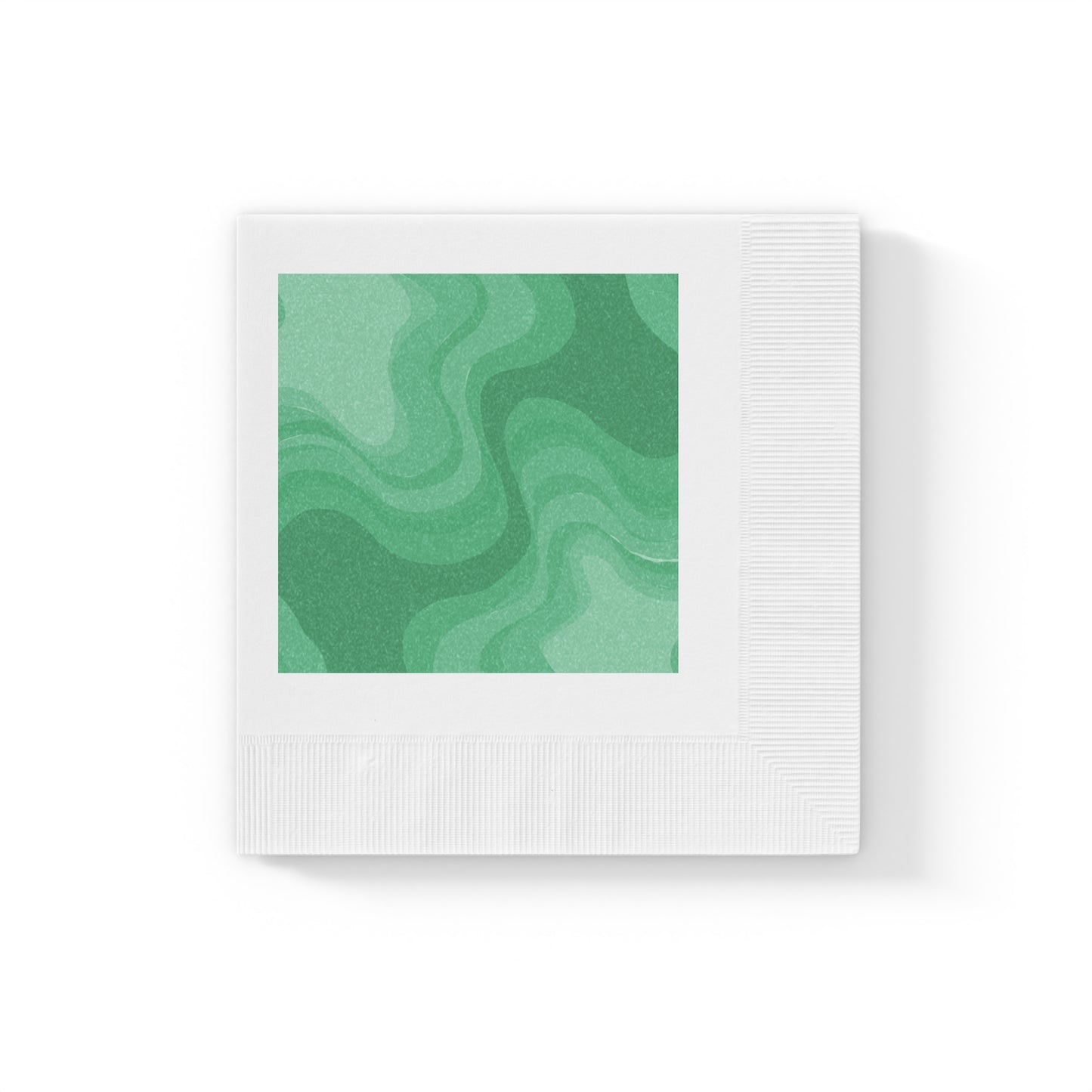Mint Green Wavey White Coined Napkins, 4.8" x 4.8"