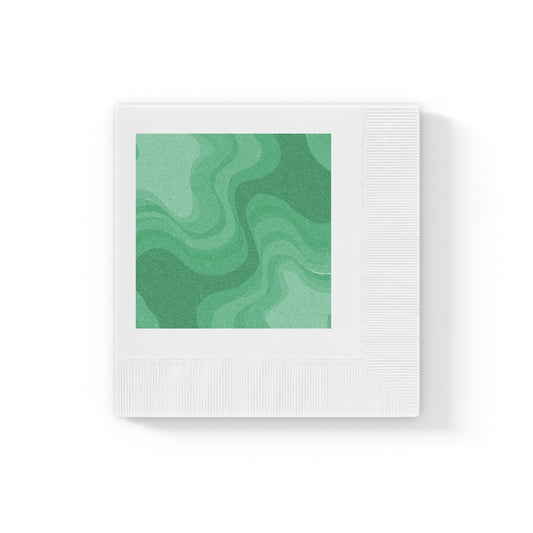 Mint Green Wavey White Coined Napkins, 4.8" x 4.8"