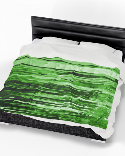 Striped Mint Pastel Velveteen Plush Blanket, 60" x 80"