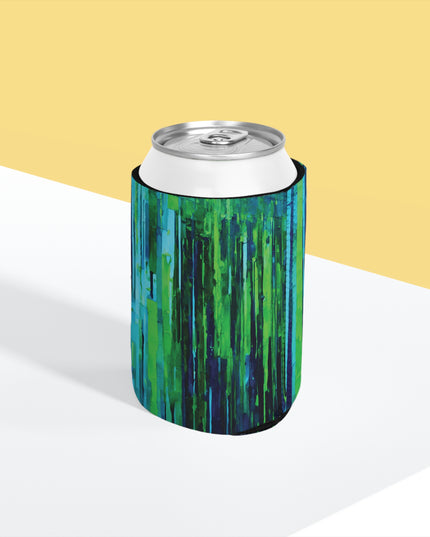 Striped Blue Green 12 oz Can Cooler Sleeve