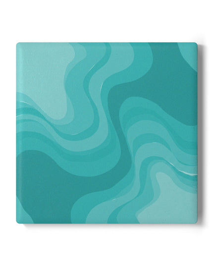 Tif Green Wavey 4" x 4" Square Ceramic Coaster