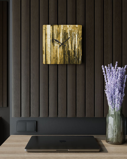 Striped Light Brown Acrylic Wall Clock, Round or Square, 10.75" x 10.75"