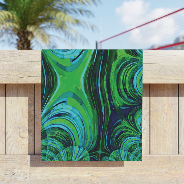 Uzi Spiral Blue Green Beach Towel, 18" x 27"