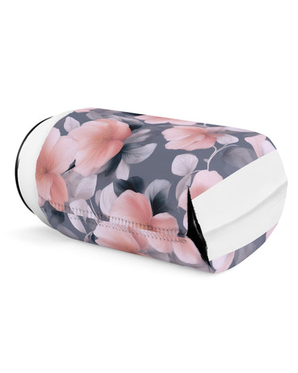 Peach and Blue Gray Floral Bunch 12 oz Can Cooler Sleeve