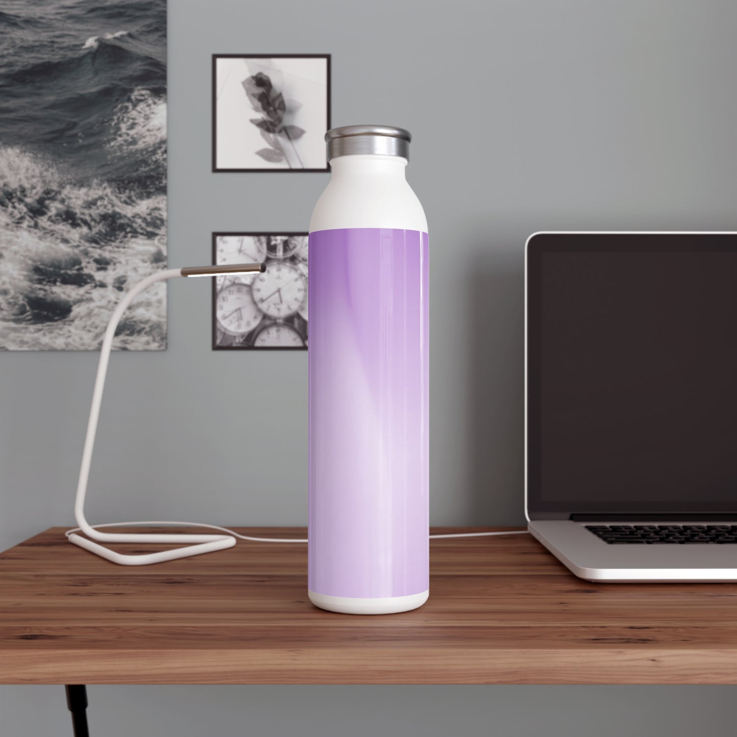 Soft Lavender Fade Slim Water Bottle, 20 oz White