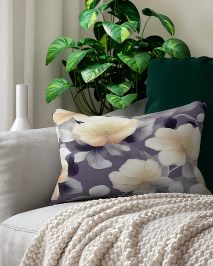 White Blush Floral Bunch Spun Polyester Lumbar Pillow, 20" x 14"