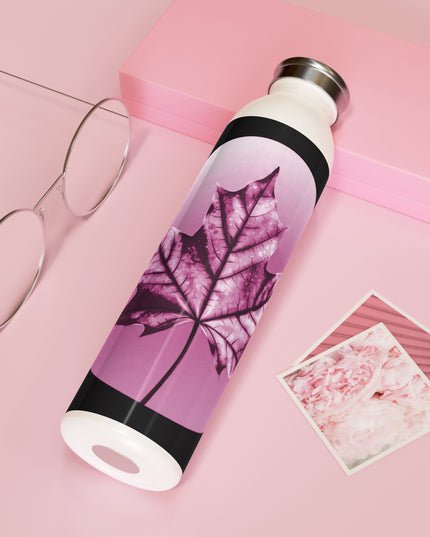 Magenta Maple Leaf Slim Water Bottle, 20 oz White