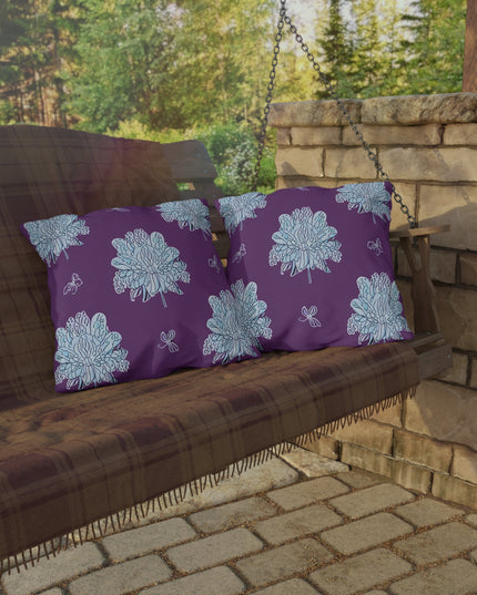 Blue Floral Butterflies 20" x 20" Outdoor Pillow